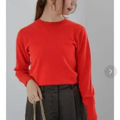 【新品未使用】ウールミックスコンパクトニットトップス （レッド）