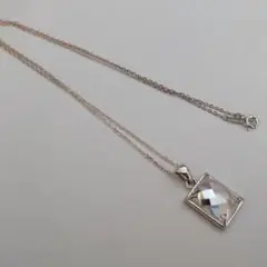 SILVER925 ネックレス 多面カット ペンダント 華奢なチェーン 長方形