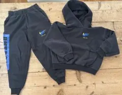NIKE ナイキ スウェット ロゴ パーカー パンツ セット 120 XS 黒