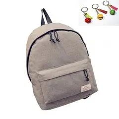 形しっかり！丈夫なリュック シンプル ワンポイント ロゴ お洒落 (グレー)