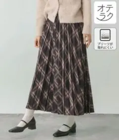 GLOBAL WORK お手入れらくらくプリーツスカート チェック柄