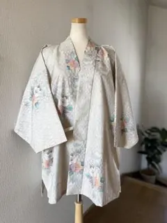 未使用本場染大島紬】着物リメイクシャツ ビッグシルエット ワンピース 