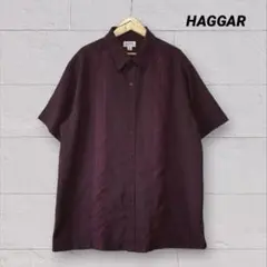 ハガー HAGGAR 半袖シャツ バーガンディ ボルドーのサムネイル