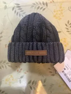 SATÜR ケーブル編みニット帽 ダークグレー