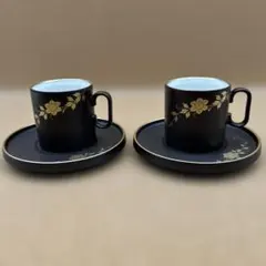 香蘭社 デミタスカップ 2個セット 黒と金 - メルカリ