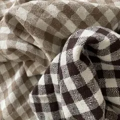 生地　大サイズ　ベージュ&茶　ヘリンボン