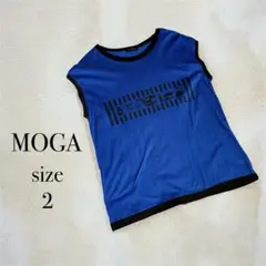 モガ MOGA ノースリーブトップス カットソー 2 M 日本製 青 黒 春夏