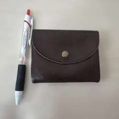 ダークブラウン ミニ財布 スナップボタン式