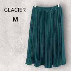 グラシア ロングプリーツスカート ミモレ丈 M グリーン きれいめ シンプル