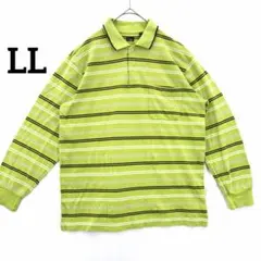 ニコルモリソン 長袖 ポロシャツ LL 黄緑 ボーダー ゴルフ 美品 カジュアルのサムネイル