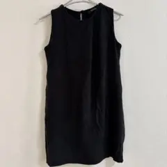 【イタリア製】高級感 ノースリーブ ワンピース ブラック 黒 清楚 フォーマル