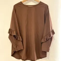 La gemme系 フリル袖 ブラウス ボリューム袖 茶色 ゆったり