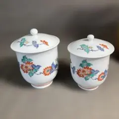 九谷焼 九谷 鏑木 赤絵金彩百合図 夫婦湯呑 湯碗 煎茶碗 茶道具 - メルカリ