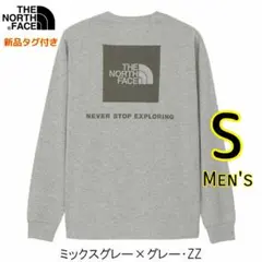 ノースフェイス バックスクエアロゴ S グレーグレー 長袖Tシャツ ロンＴ