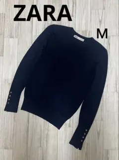ZARA ボタン付 ニットセーターＭネイビー