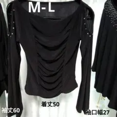 袖シースルーブラックトップスM- L　他ブラックノースリーブ、ハイネックなど