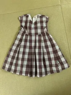 petit main チェック柄 ノースリーブワンピース 100