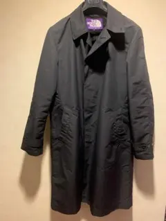 美品希少高級ザ・ノーフェイスパープルレーベルステンカラーコート黒系M