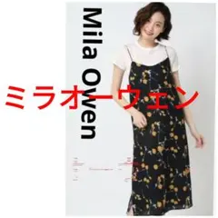 Mila Owen キャミソール花柄ロングワンピース　ブラックイエロー