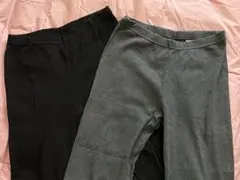 ユニクロ リブレギンス スパッツ 2枚セット Lサイズ ブラック グレー