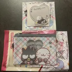 산리오 バッドばつ丸 アクリルミラーシール リング付きポーチ