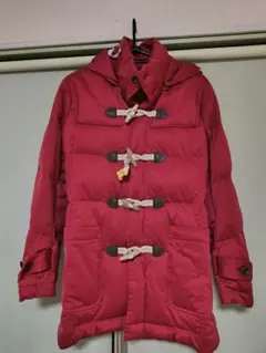 赤 ダッフルコートスタイル ダウンジャケット