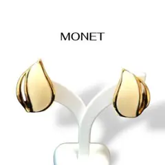 【MONET モネ】ヴィンテージ イヤリング ゴールド×アイボリー リーフ