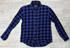 シップス ジェットブルー 青黒チェック ネルシャツ Mサイズ