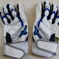 Mizuno バッティング用手袋 ホワイト/ブルーキッズ