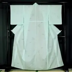 夏着物　経絽　155cm　Mサイズ　淡緑　正絹色無地　b555