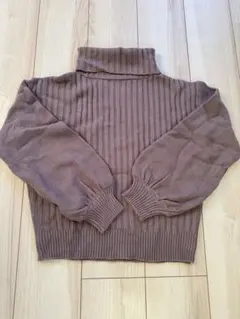 リブ編みハイネックセーター Mサイズ ピンク