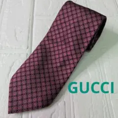 美品　GUCCI　グッチ　 ネクタイ ピンク パープル　総柄のサムネイル