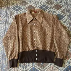 70s Sears KINGSROADレオパード ポリエステルシャツ シアーズ