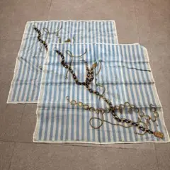 Fendi ハンカチ　水色　白　ストライプ　２枚セット