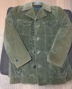 美品 古着 コーデュロイ カバーオールジャケットタイプ オリーブグリーン