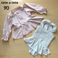 【2点セット】tete a tete ベビー水着&ラッシュガード 花柄 90