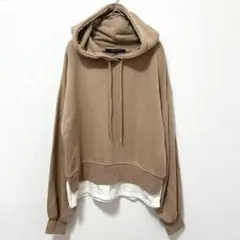 AQUAHISTORY パーカー レイヤード ベージュ フーデット M モカのサムネイル