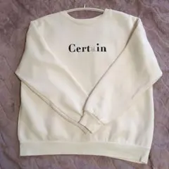 GLACIER　パール装飾 スウェット トレーナー　オフホワイト　　　裏起毛　L