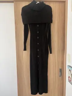 リエンダ　ブラック ロングニットワンピース