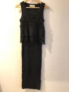 美品La vie a Parisナノ・ユニバース　ロングワンピース　黒　38/M