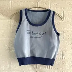 ニットベスト【S相当】クロップド丈 ブルー Y2K 韓国ファッション 小柄さん