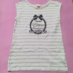 メゾピアノ 　ノースリーブ Tシャツ　 ボーダー　 リボン　150M