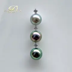 イヴ様専用黒蝶真珠オーシャングレーとピーコックs925ペンダントBEN1063