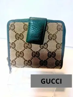 GUCCI GG キャンバス二つ折り財布 グリーンのサムネイル