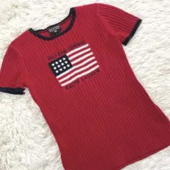 【即発送】★美品★POLO ラルフローレン　サマーニット　星条旗　リブ　コットンのサムネイル