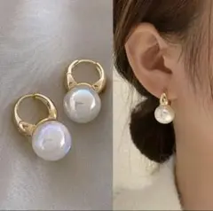 【お買い得!!】レディース ゴールドフープパールピアス