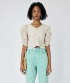 MOUSSY GATHER FLOWER ブラウス ホワイト - メルカリ