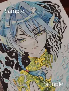 手描きイラスト 　アナログイラスト　オリジナル 獣人 桜 水彩画　原画 手描きイラスト アナログイラスト オリジナル 獣人 桜 水彩画 原画