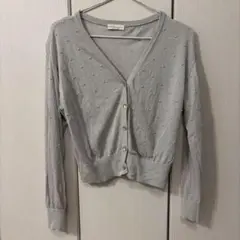 earth music& ecoiogy ドット シアーカーディガン　グレー