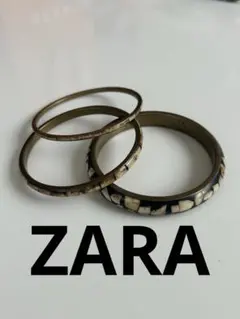 ZARA ブレスレット ブラウン　ベージュ3個セット ３連　柄 金属　春夏